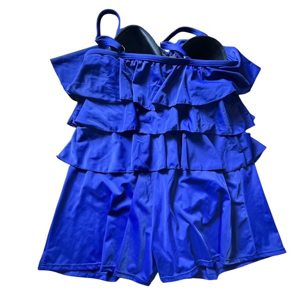 Fit 4 U Blue Ruffled Romper One Piece Swimsuit Plus Size‎ 18W-829